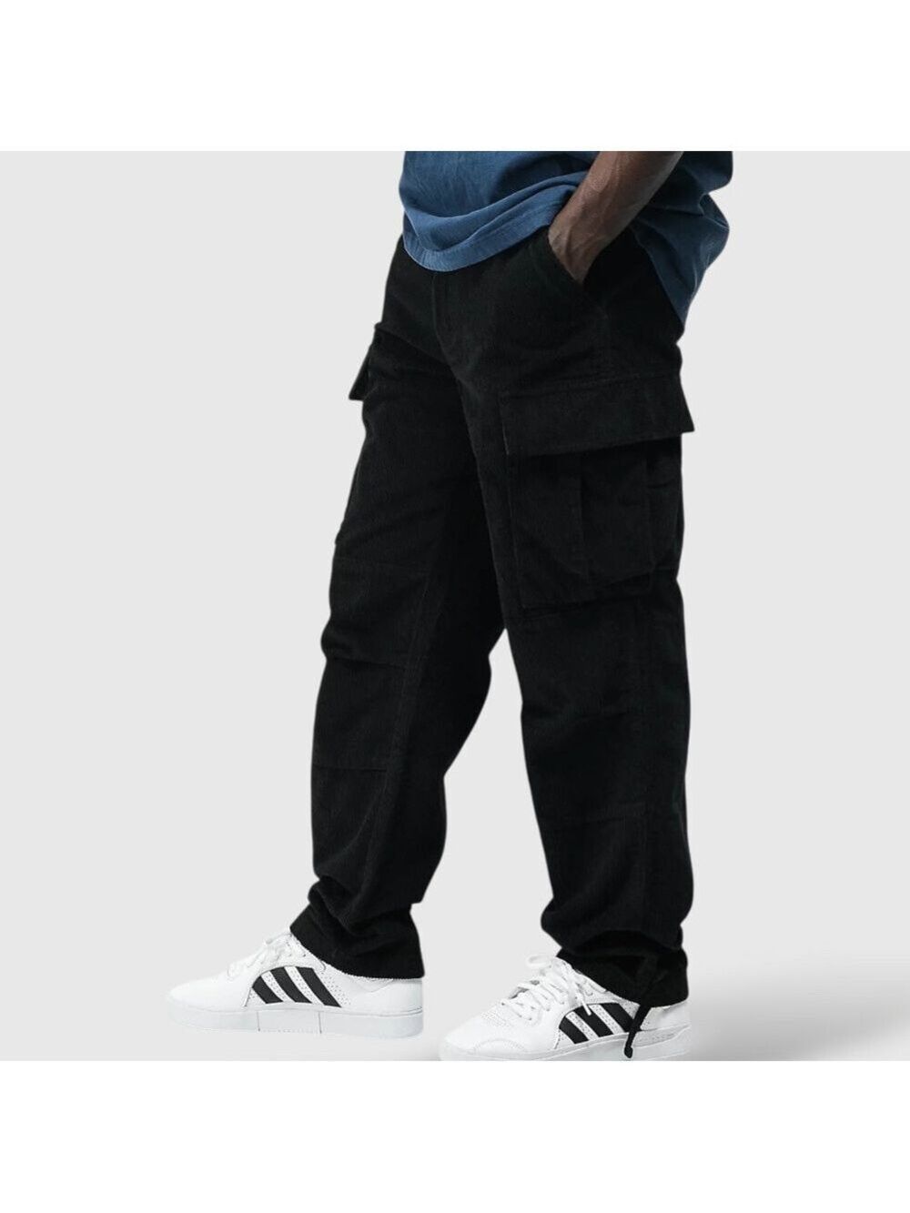 EMPYRE 100% Cotton Black Corduroy Cargo Skate Pants Sz 28